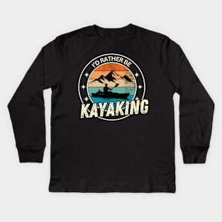 I'd rather be kayaking - retro designed Kids Long Sleeve T-Shirt